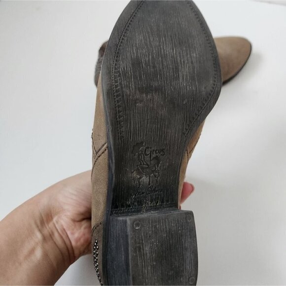 SAM EDELMAN | Halton Western Ankle Bootie Brown Taupe Leather embellished sz 6M - Picture 6 of 7